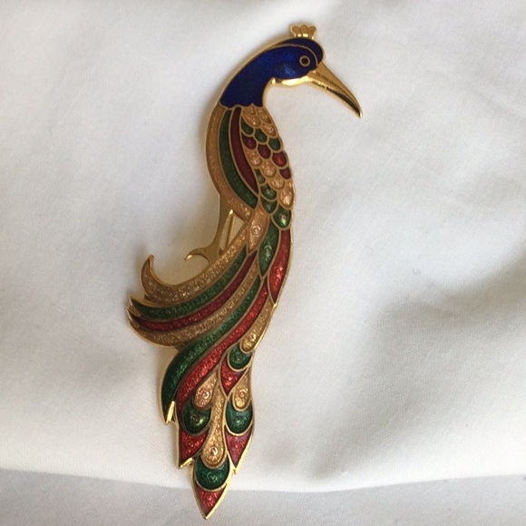 - Vintage peacock enameled cloisonné brooch by Fish Crown enterprise… - Picture 5 of 5